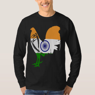 Game fowl India Indian flag gaff rooster Gamefowl T-Shirt