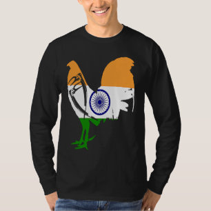 Game fowl India Indian flag gaff rooster Gamefowl  T-Shirt