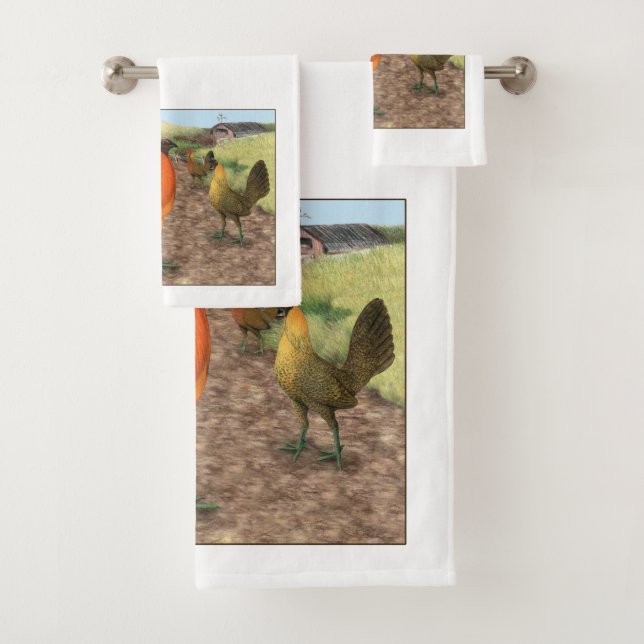 Game Fowl on the Farm Bath Towel Set (Insitu)