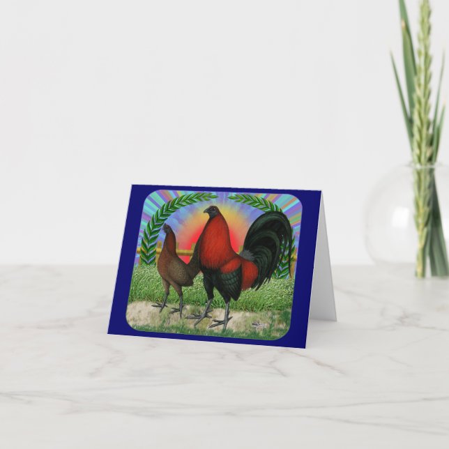 Game Fowl Wreath Holiday Card (Front)
