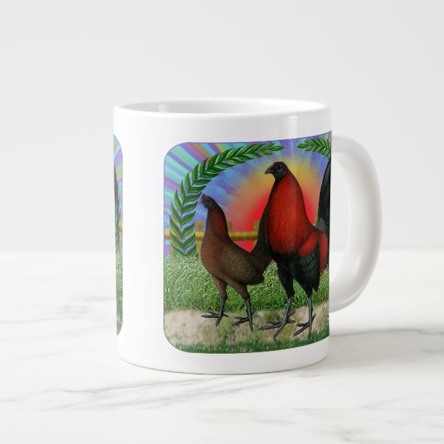 Game Fowl Wreath Large Coffee Mug (Front Right)
