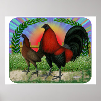 Game Fowl Wreath Poster