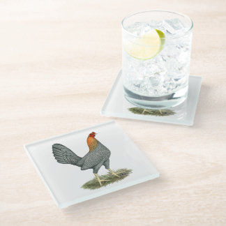 Game Hen Blue Red Glass Coaster