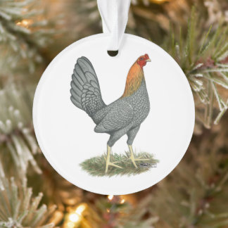 Game Hen Blue Red Ornament
