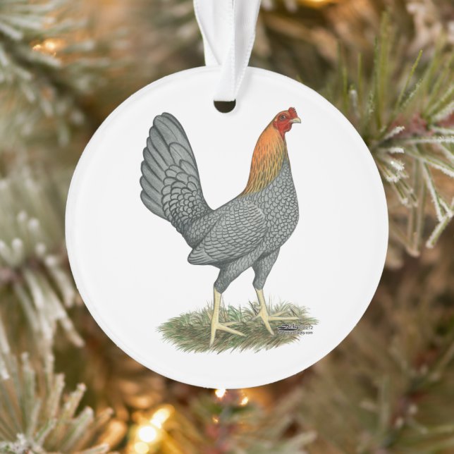Game Hen Blue Red Ornament (Tree)