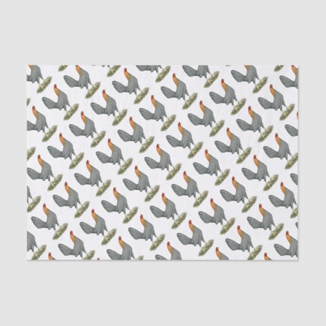 Game Hen Blue Red Tissue Paper (Front)