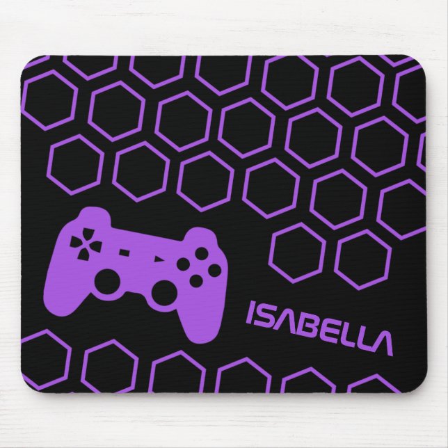 Game Hot Purple Gaming Personalised Name Mouse Pad (Front)