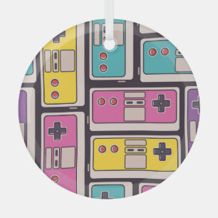Game Joysticks Colourful Vintage Wallpaper Glass Tree Decoration
