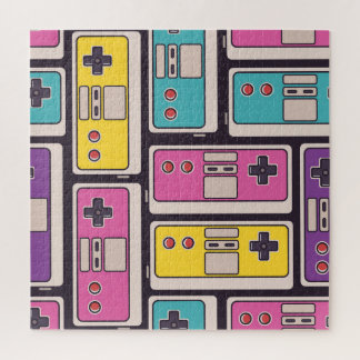 Game Joysticks Colourful Vintage Wallpaper Jigsaw Puzzle
