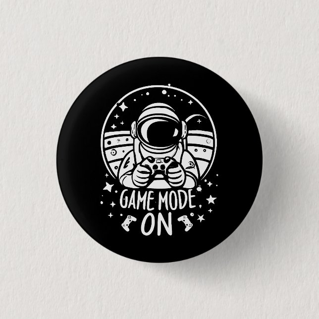 Game mode astronaut 3 cm round badge (Front)