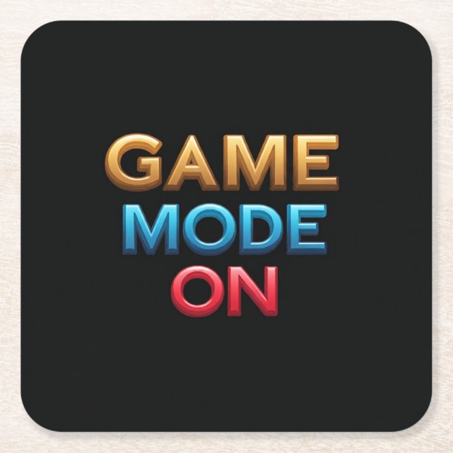 Game Mode On  Square Paper Coaster (Front)