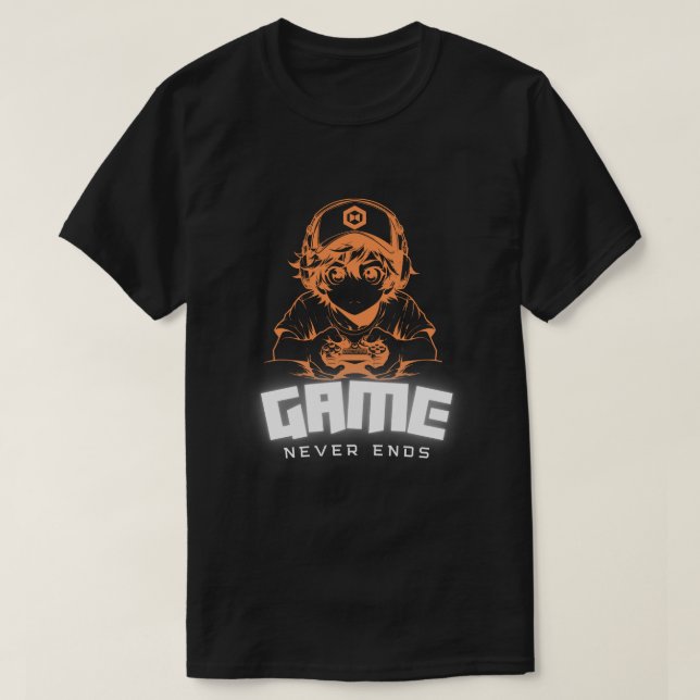 Game Never Ends Gamer Art Tee (Design Front)