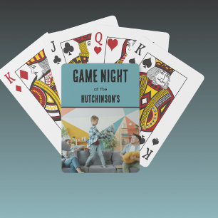 Game Night Family Photo Name Playing Cards