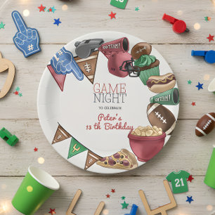 Game night football birthday paper plate