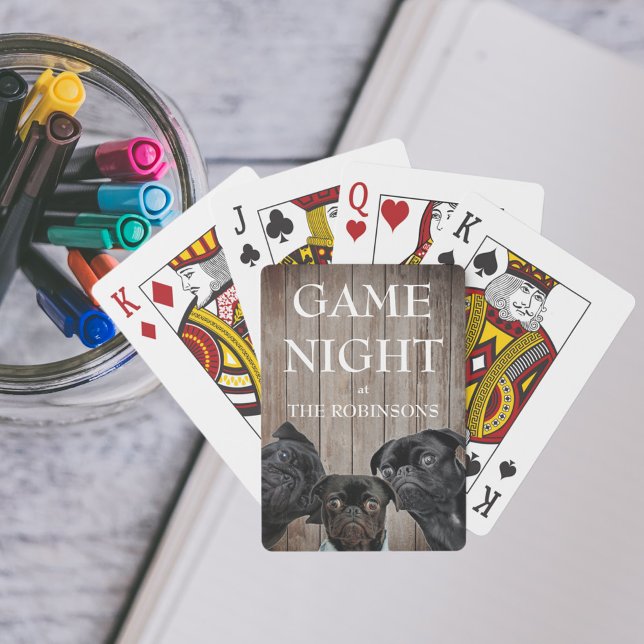 Game Night Funny Pugs Family Name Playing Cards (Creator Uploaded)