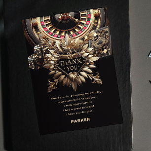 Game Night Party Black Gold Custom Thank You Card