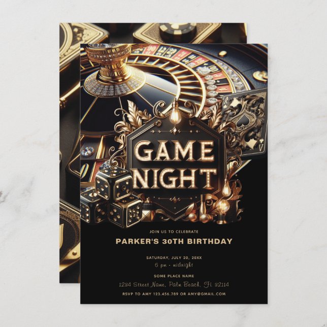 Game Night Party Casino Birthday Invitation (Front/Back)