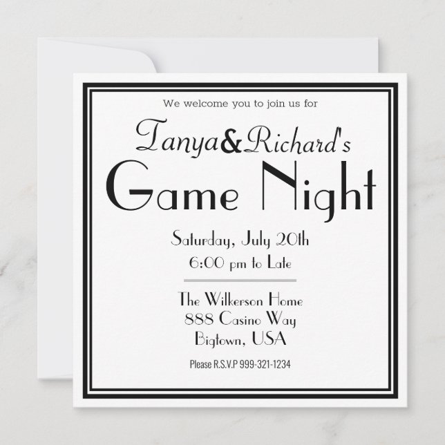 Game Night Party Invitation Retro Classy (Front)