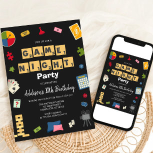 Game Night Party Kids Birthday Invitation