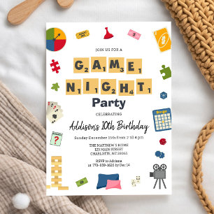 Game Night Party Kids Birthday Invitation