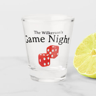 Game Night Red Glitter Dice Shot Glass