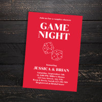 Game Night Red Retro Font Dices Couples Shower