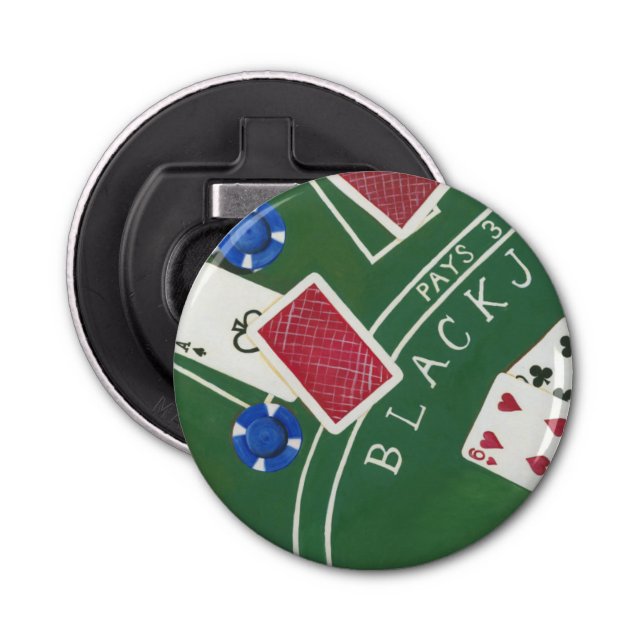 Game of Blackjack with Chips by Chariklia Zarris Bottle Opener (Front)