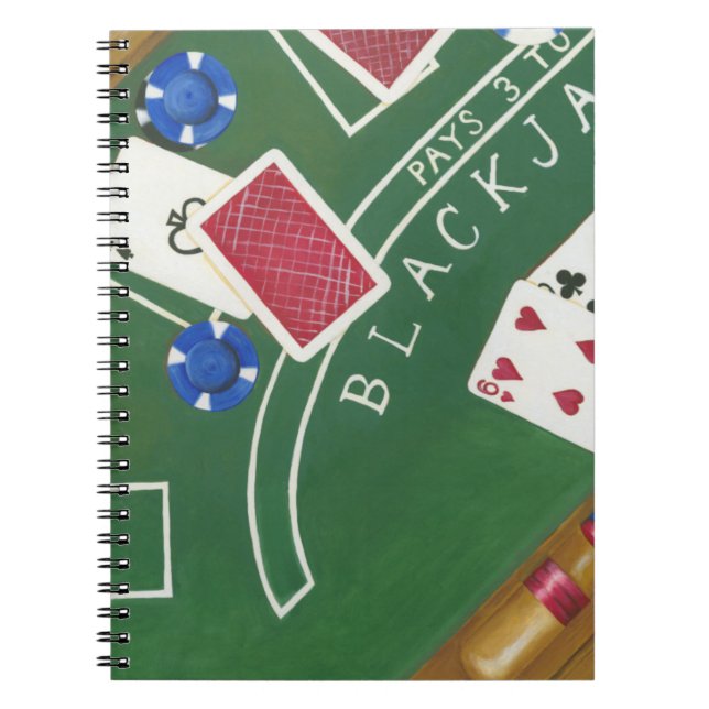 Game of Blackjack with Chips by Chariklia Zarris Notebook (Front)