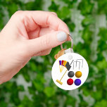Game Of Croquet Keychain<br><div class="desc">Like croquet then this design is for you. It has all the gear you need for a game of croquet. The balls,  the mallet,  the goal and the flags. A full croquet set. This game of croquet design looks great on this keychain. Perfect for yourself or as a gift</div>