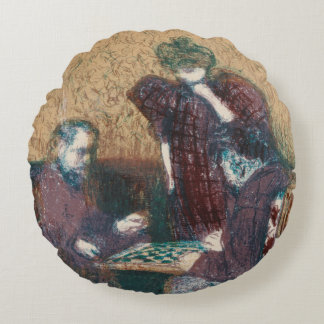Game of Draughts Round Cushion