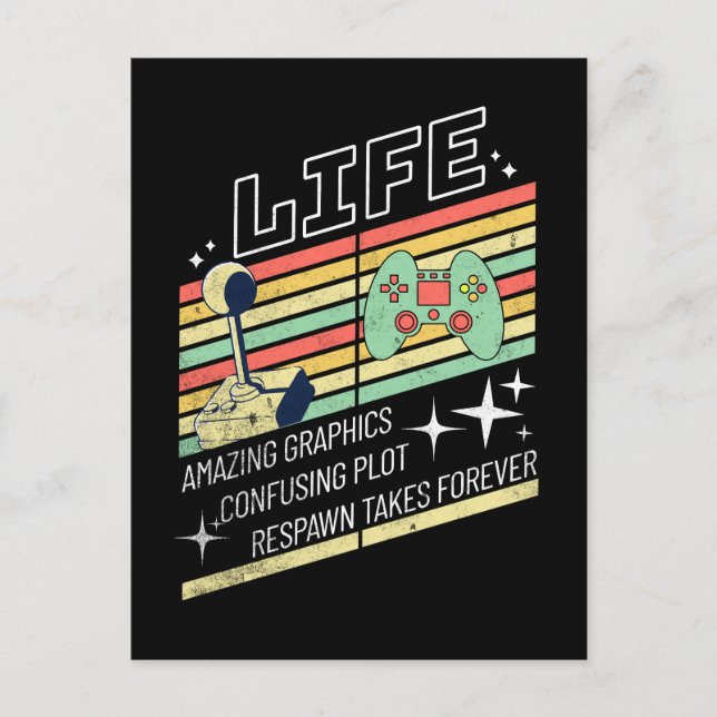 Game of Life Funny Retro Gamer Postcard (Front)