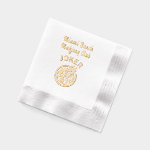 Game of Mahjong Joker Tile, Your Name or Club V1 Foil Napkins