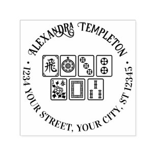 Game of Mahjong Tiles #1 Name Return Address Self-inking Stamp