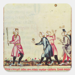 Game of pelota in the open air square sticker