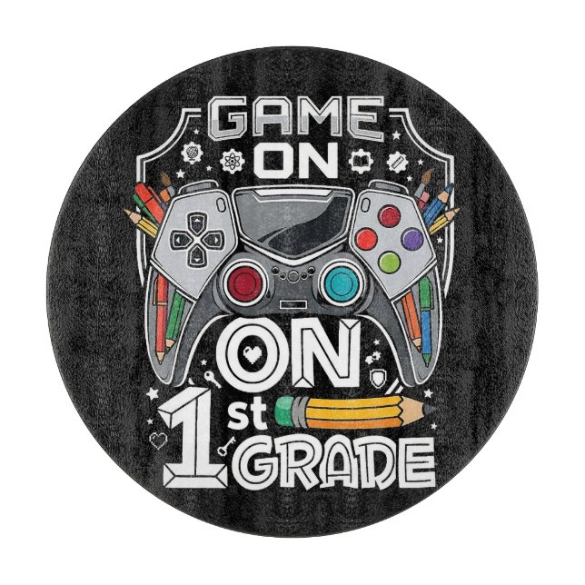 Game On 1st Grade Back to School Cutting Board (Front)