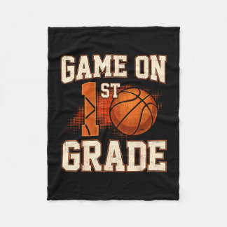 Game on 1st grade basketball back to school fleece blanket