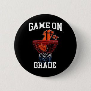 Game On 1st Grade Basketball Back To School Studen 6 Cm Round Badge