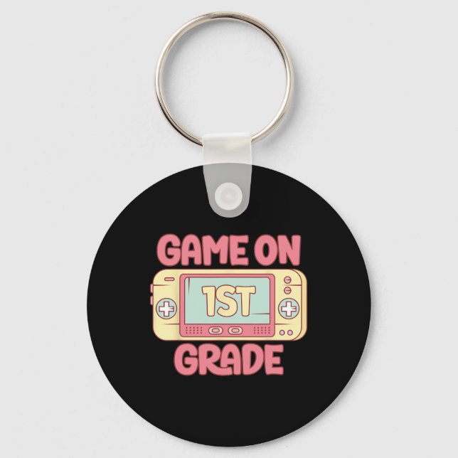 Game On 1st Grade Cool Video Game Ck To School Kid Key Ring (Front)