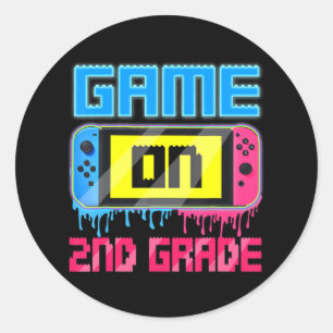 Game On 2nd Grade Gaming Gamer Back To School Stud Classic Round Sticker