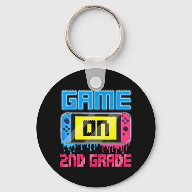 Game On 2nd Grade Gaming Gamer Back To School Stud Key Ring (Front)
