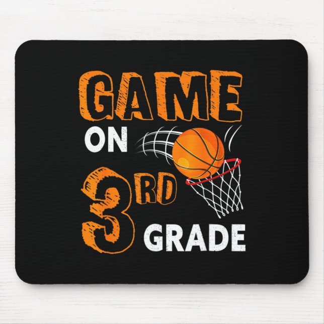 Game On 3rd Grade Basketball Back To School Fun Gi Mouse Pad (Front)