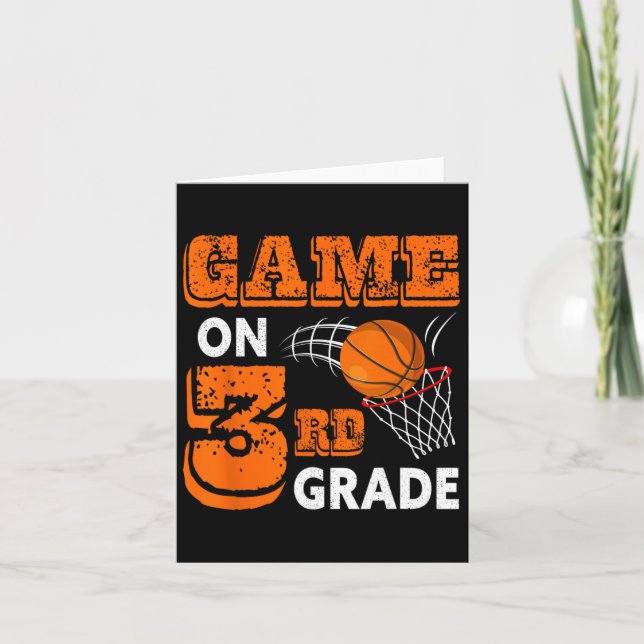 Game On 3rd Grade Bysketbyll Byck To School Fun Gi Card (Front)