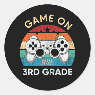 Game On 3rd Grade Gamer Back To School Student Classic Round Sticker