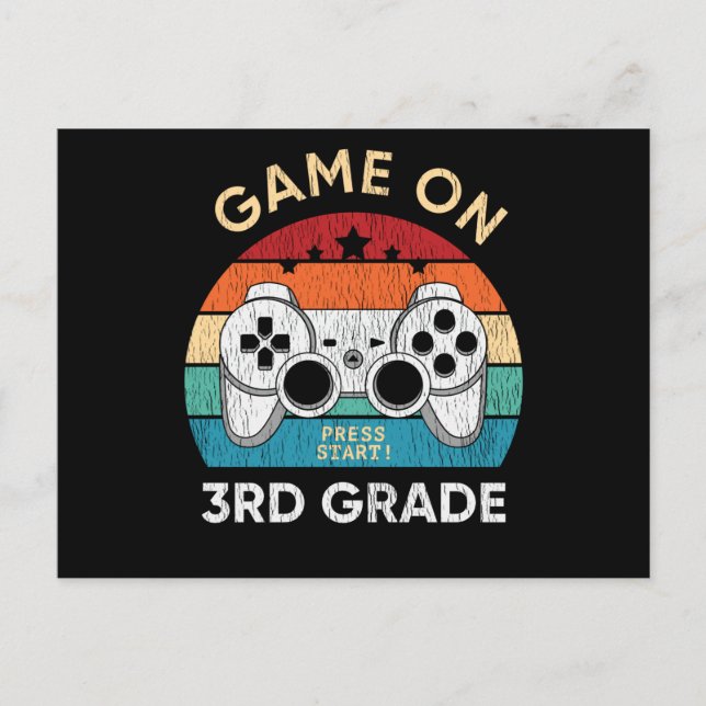 Game On 3rd Grade Gamer Back To School Student Postcard (Front)