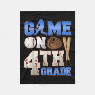 Game On 4th Grade Baseball Player Humor First Day Fleece Blanket