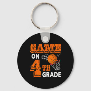 Game On 4th Grade Basketball Back To School Fun Gi Key Ring