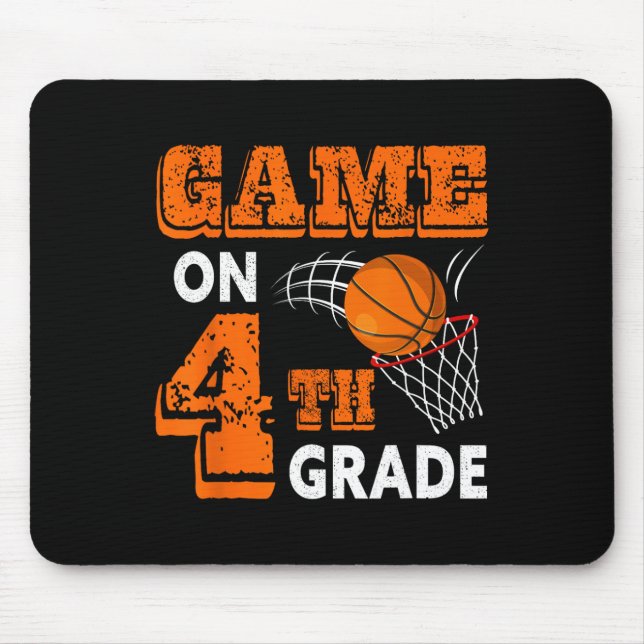 Game On 4th Grade Basketball Back To School Fun Gi Mouse Pad (Front)