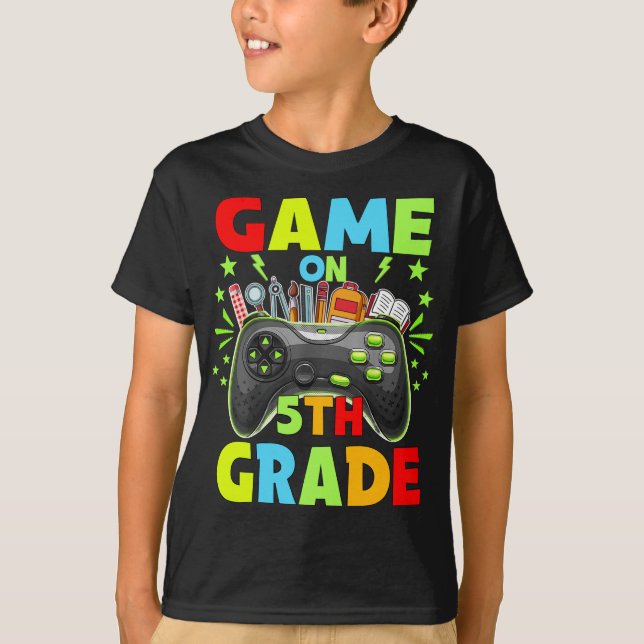 Game On 5th Grade Back To 5th Grade Level Unlocked T-Shirt (Front)