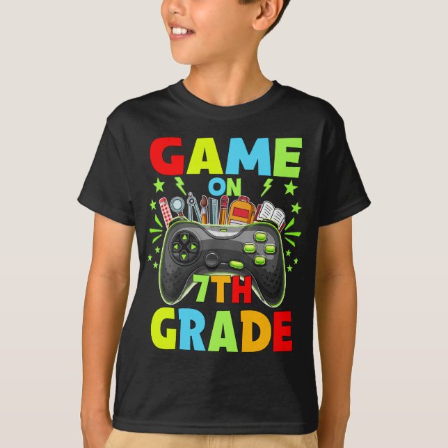 Game On 7th Grade Back To 7th Grade Level Unlocked T-Shirt (Front)