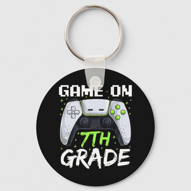 Game On 7th Grade  Fun Back To School Gamer Boys  Key Ring (Front)